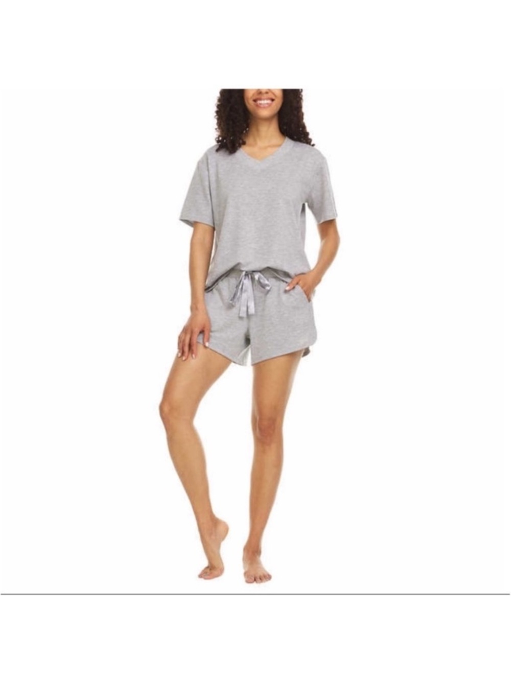 FLORA NIKROOZ Heather Gray V-Neck Short Lounge Set